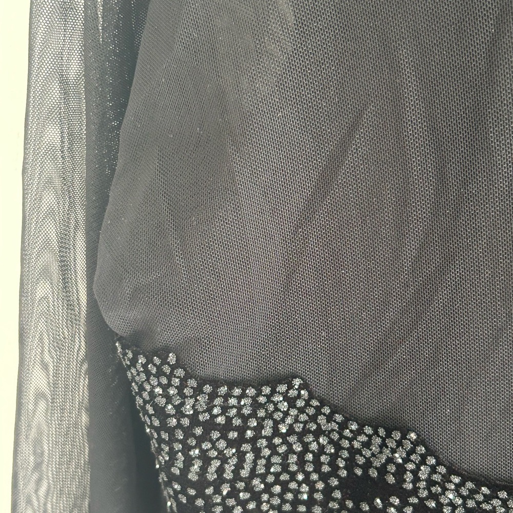 Elegant Black Velvet Beaded Blouse Mesh Long Sleeve Corset Top size 6 Festive - Picture 9 of 10